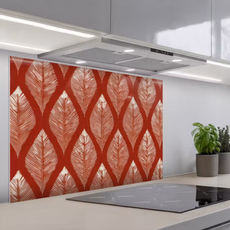 Fond de hotte - Feuilles - Rouge - Elégant — 1