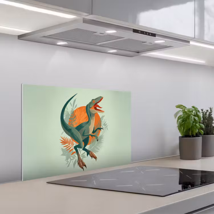 Fond de hotte - Dino - Feuilles - Graphique - Vert — 1