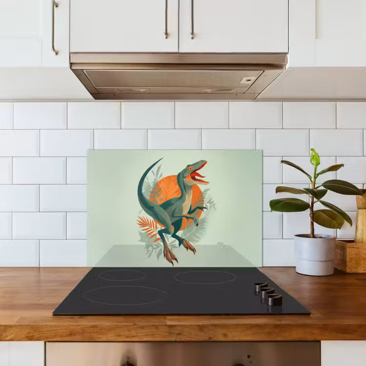 Fond de hotte - Dino - Feuilles - Graphique - Vert — 3