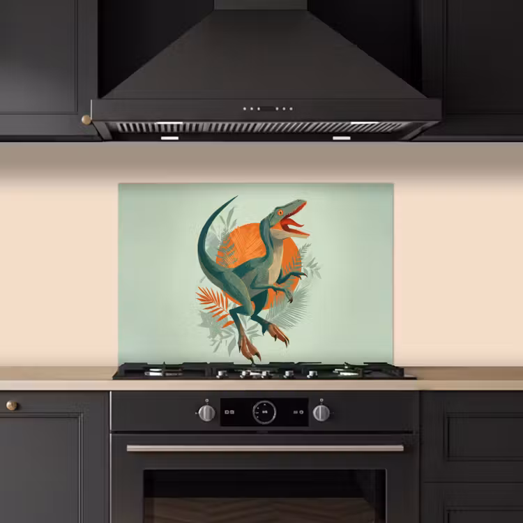 Fond de hotte - Dino - Feuilles - Graphique - Vert — 5