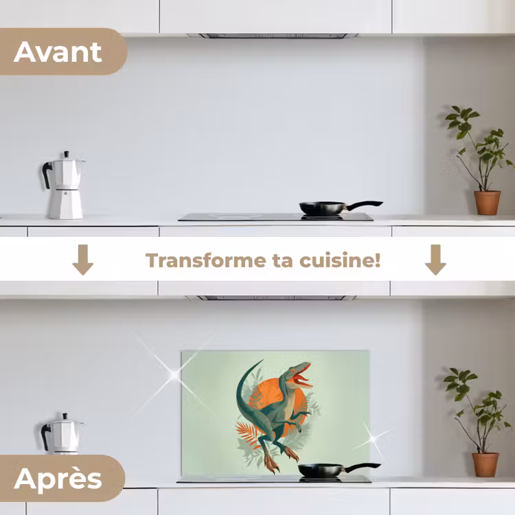 Fond de hotte - Dino - Feuilles - Graphique - Vert — 7