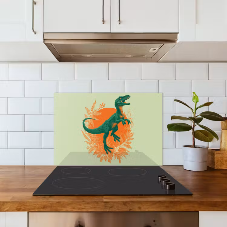 Fond de hotte - Dinosaure - Vert - Plantes - Cercle — 3