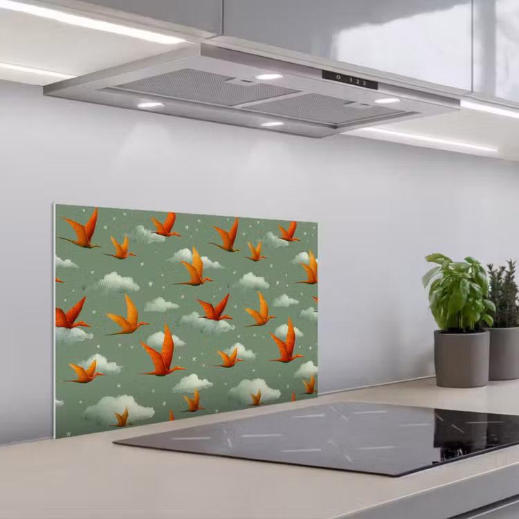 Fond de hotte - Dinosaures - Nuages - Étoiles - Orange — 1