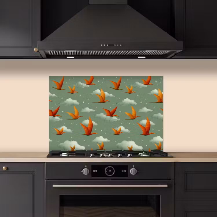 Fond de hotte - Dinosaures - Nuages - Étoiles - Orange — 5