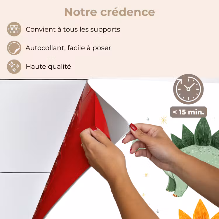 Fond de hotte - Étoiles - Stégosaures - Feuilles - Vertes — 4