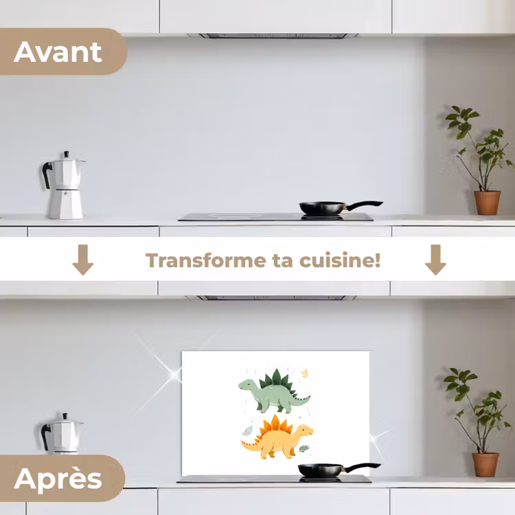 Fond de hotte - Étoiles - Stégosaures - Feuilles - Vertes — 7