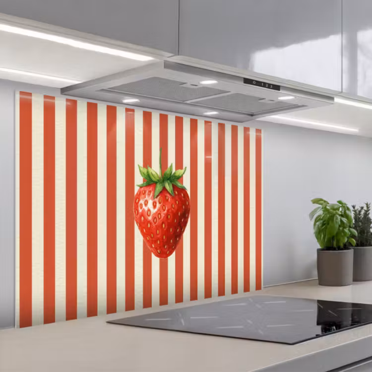 Fond de hotte - Fraise - Rayures - Rouge — 1