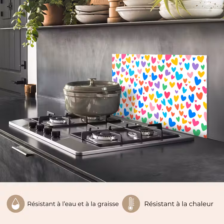 Fond de hotte - Coeurs - Colorés - Motif - Vif — 2