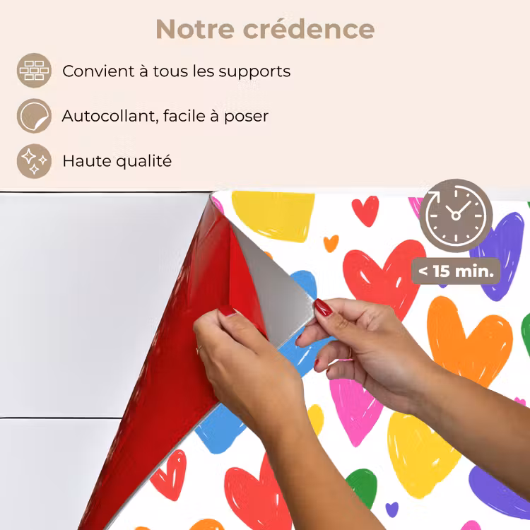 Fond de hotte - Coeurs - Motif - Coloré — 4