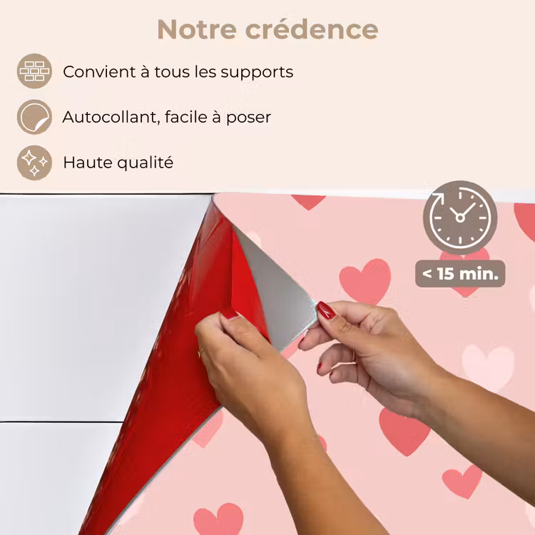 Fond de hotte - Coeurs - Motif - Rose — 4