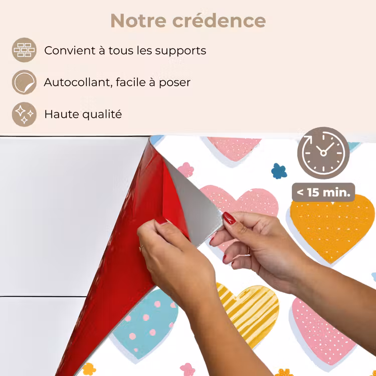 Fond de hotte - Coeurs - Pastel - Motif — 4