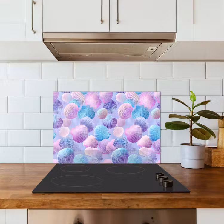 Fond de hotte - Coquillages - Violet - Bleu - Motif — 3