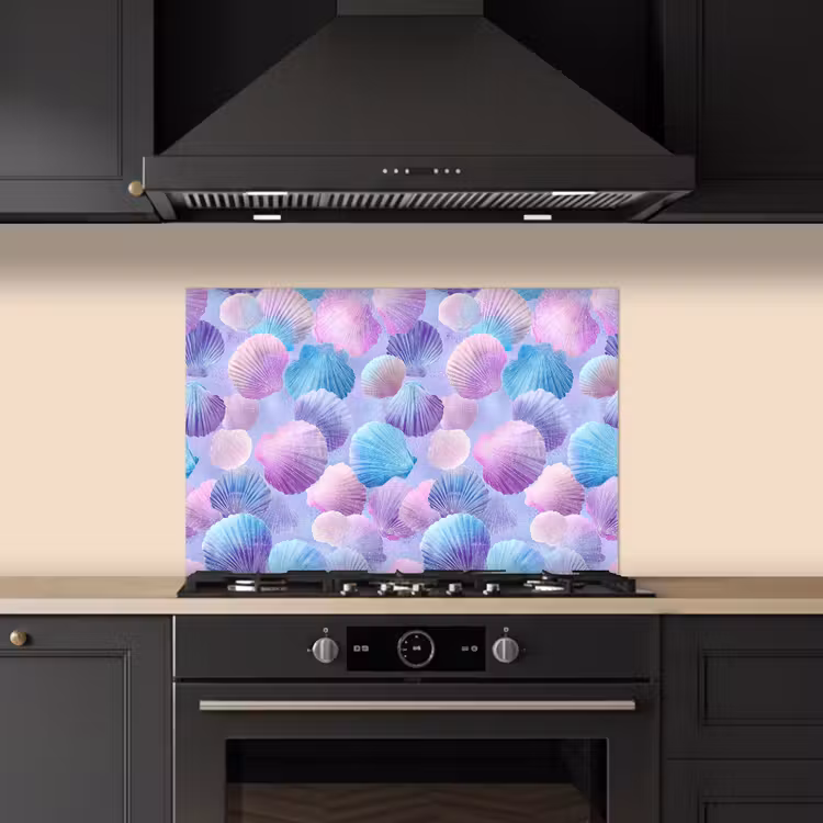 Fond de hotte - Coquillages - Violet - Bleu - Motif — 5