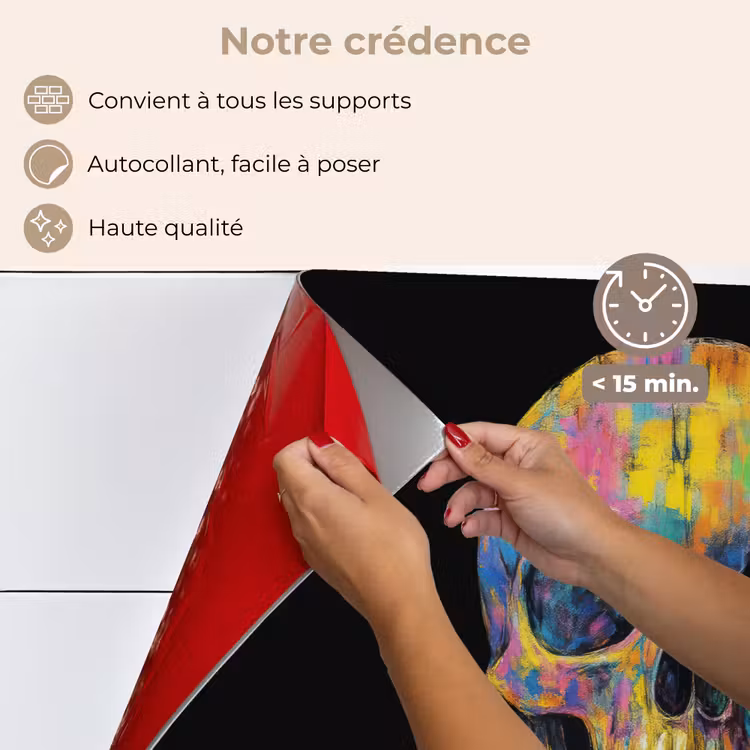Fond de hotte - Coups de pinceau - Crâne - Coloré - Abstrait — 4