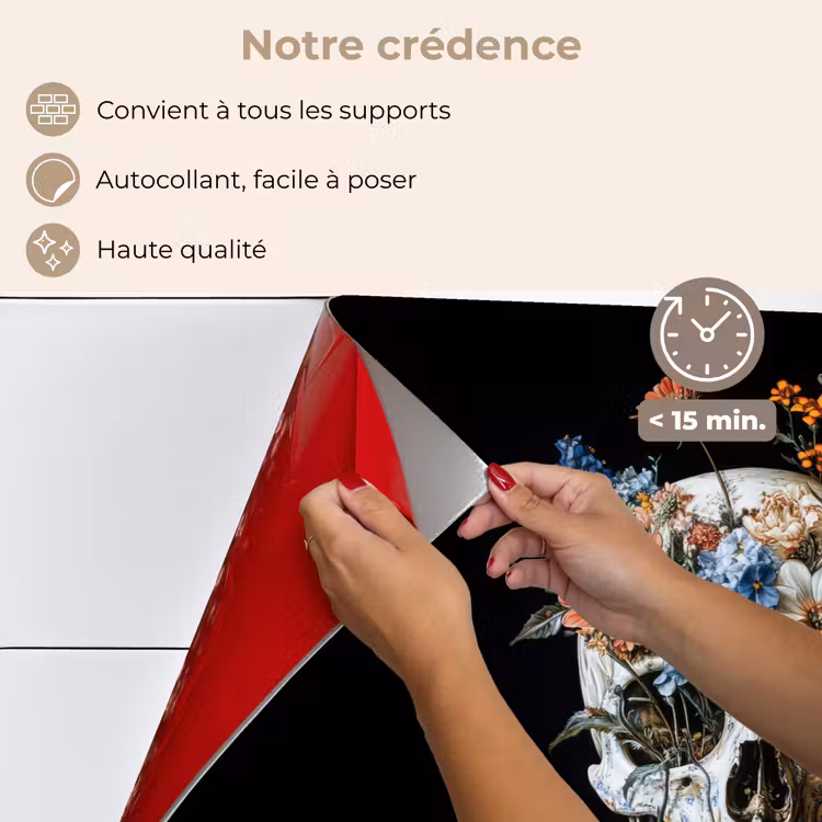 Fond de hotte - Fleurs - crâne - coloré — 4