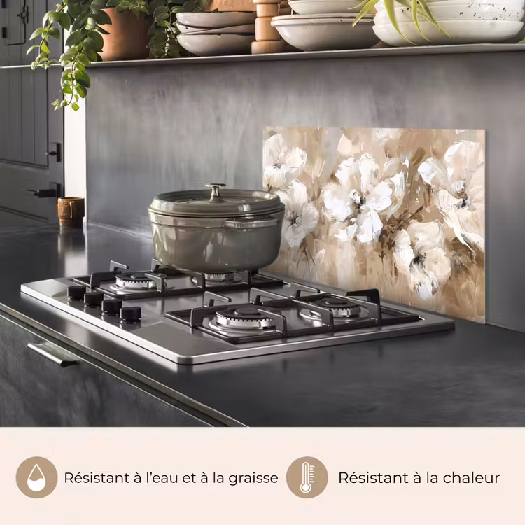 Fond de hotte - Fleurs - Aquarelle - Beige - Art — 2