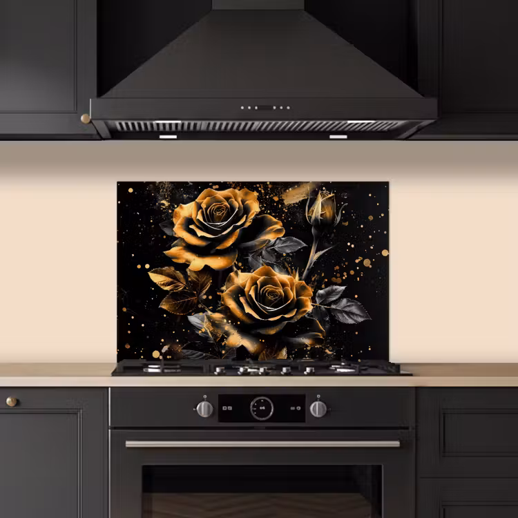 Fond de hotte - Fleurs - Or - Noir - Art — 5