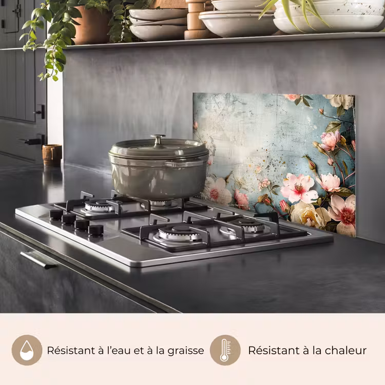 Fond de hotte - Fleurs - Béton - Gris - Nature — 2