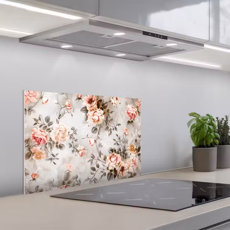 Fond de hotte - Fleurs - Béton - Plantes - Rose — 1