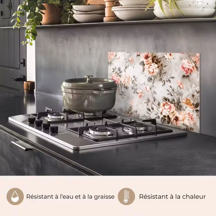 Fond de hotte - Fleurs - Béton - Plantes - Rose — 2