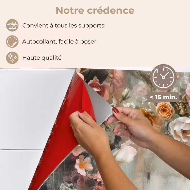 Fond de hotte - Fleurs - Béton - Roses - Gris — 4