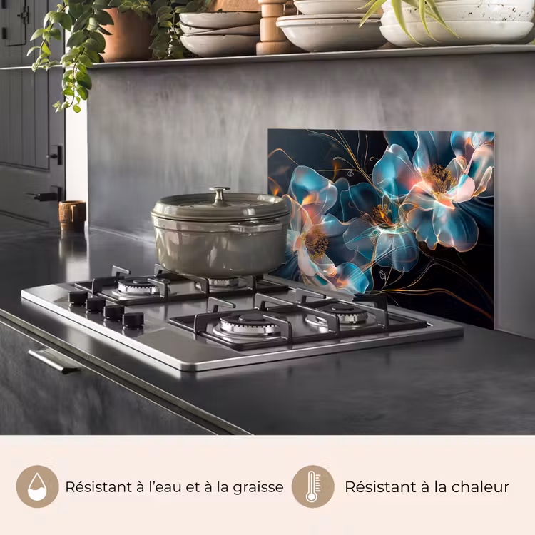 Fond de hotte - Fleurs - Noir - Lumière - Flora — 2