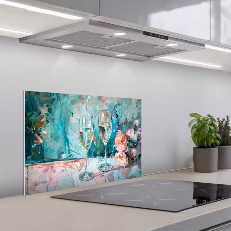 Fond de hotte - Champagne - Peinture - Fleurs - Art — 1