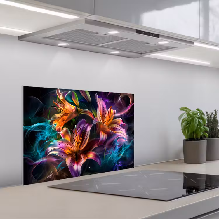 Fond de hotte - Fleurs - Coloré - Noir - Art — 1