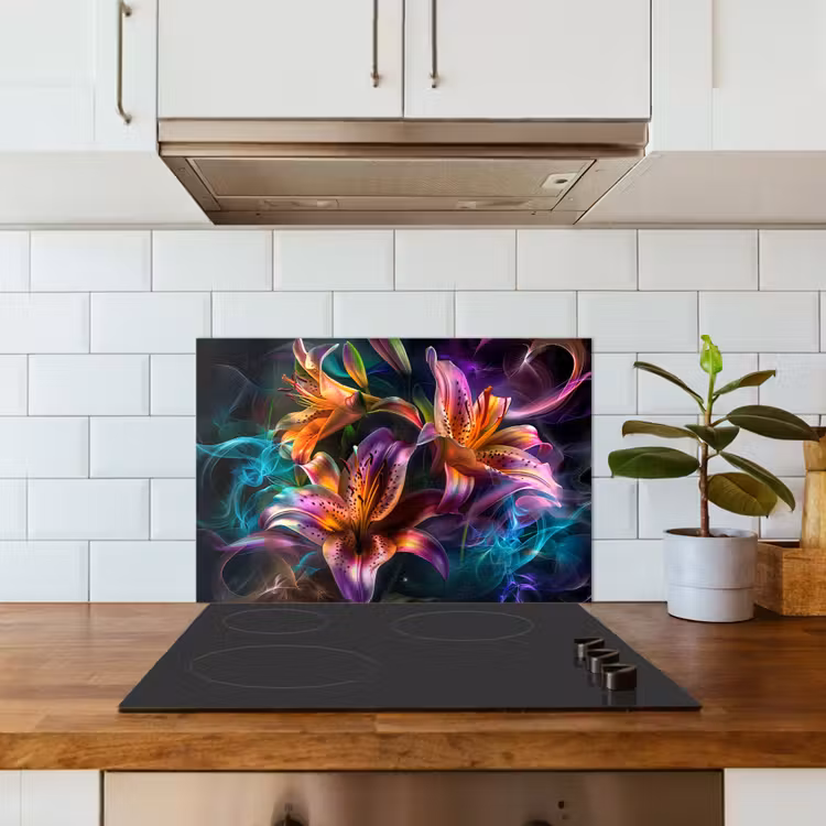 Fond de hotte - Fleurs - Coloré - Noir - Art — 3