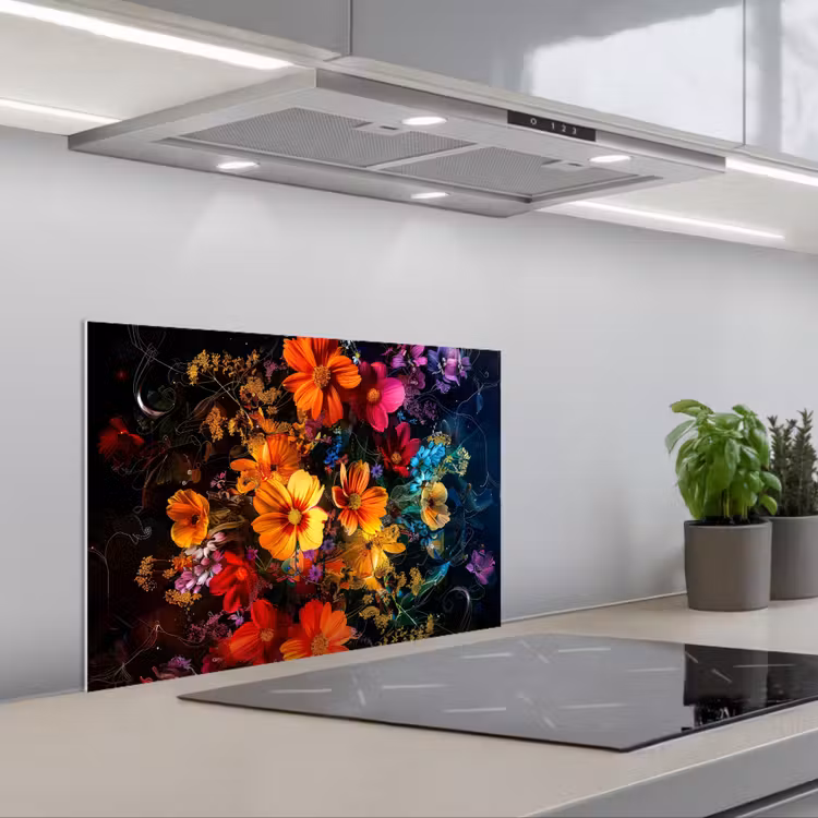 Fond de hotte - Fleurs - colorées - noires — 1