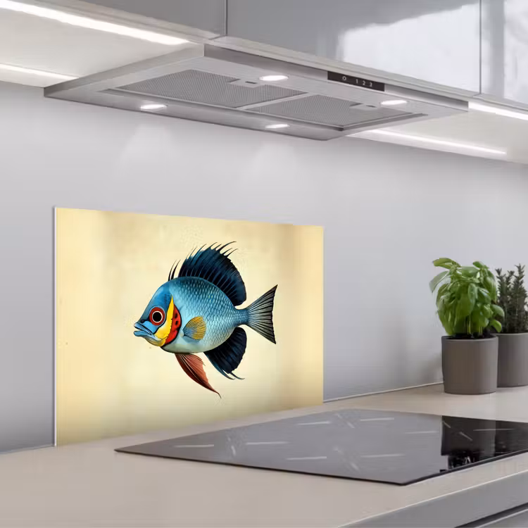 Fond de hotte - Bleu - Branchies - Poisson - Illustration — 1