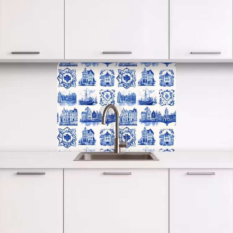 Crédence cuisine - Maisons - Navires - Bleu — 3