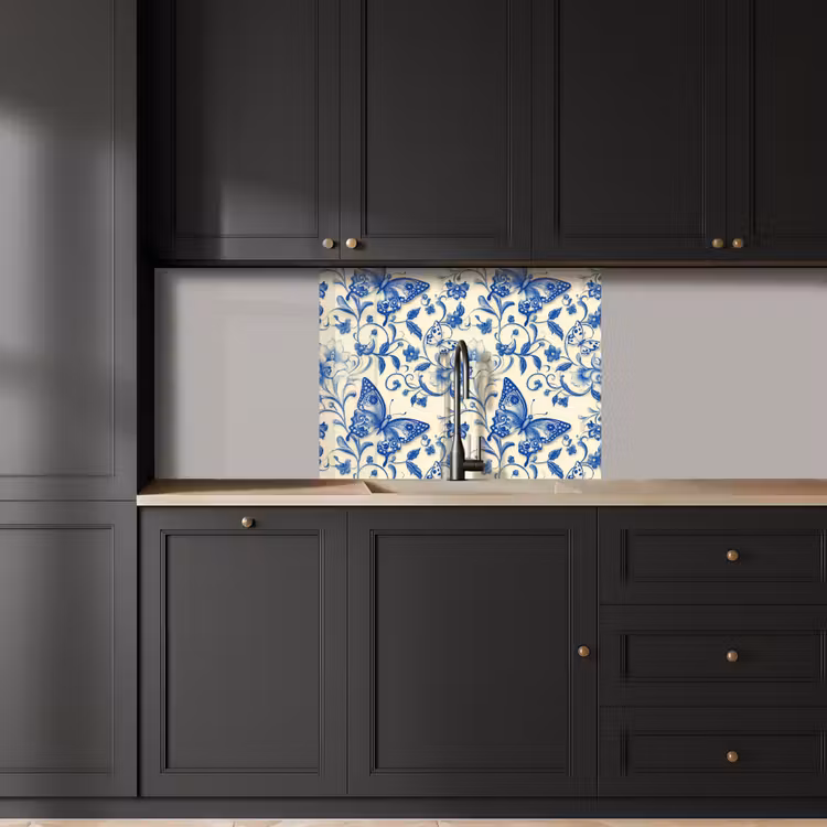 Crédence cuisine - Papillons - Fleurs - Bleu - Botanique — 5