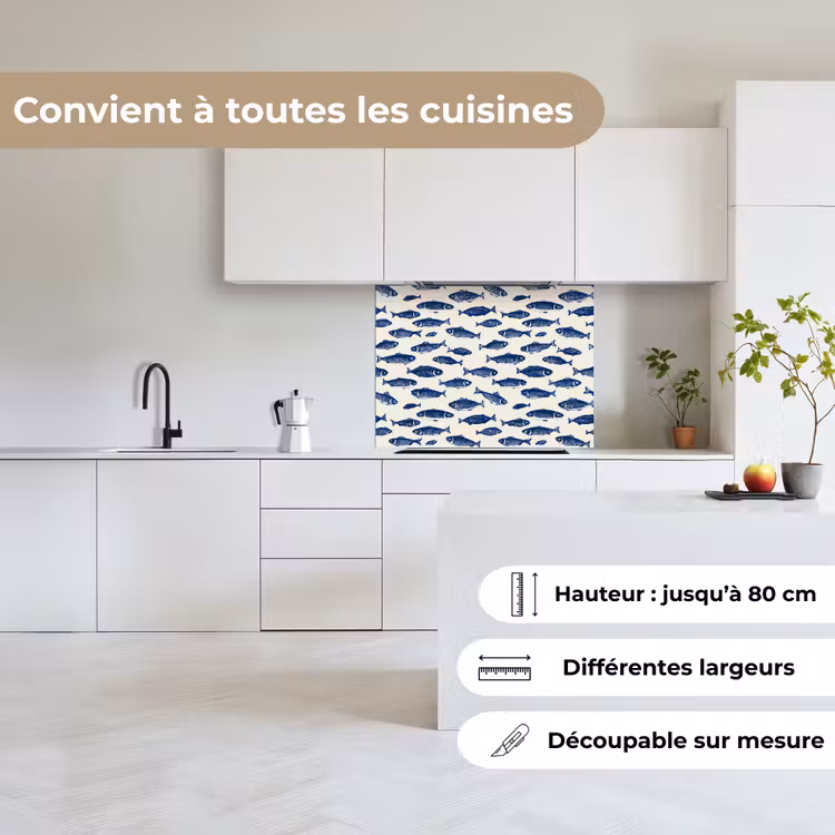 Crédence cuisine - Poisson - Motif - Bleu - Blanc — 6