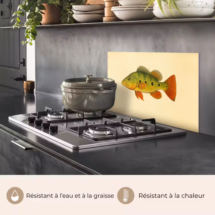 Fond de hotte - Écailles - Poisson - Vert - Illustration — 2