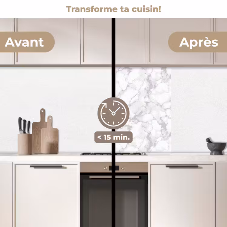Crédence cuisine - Blanc - Marbre - Gris — 2