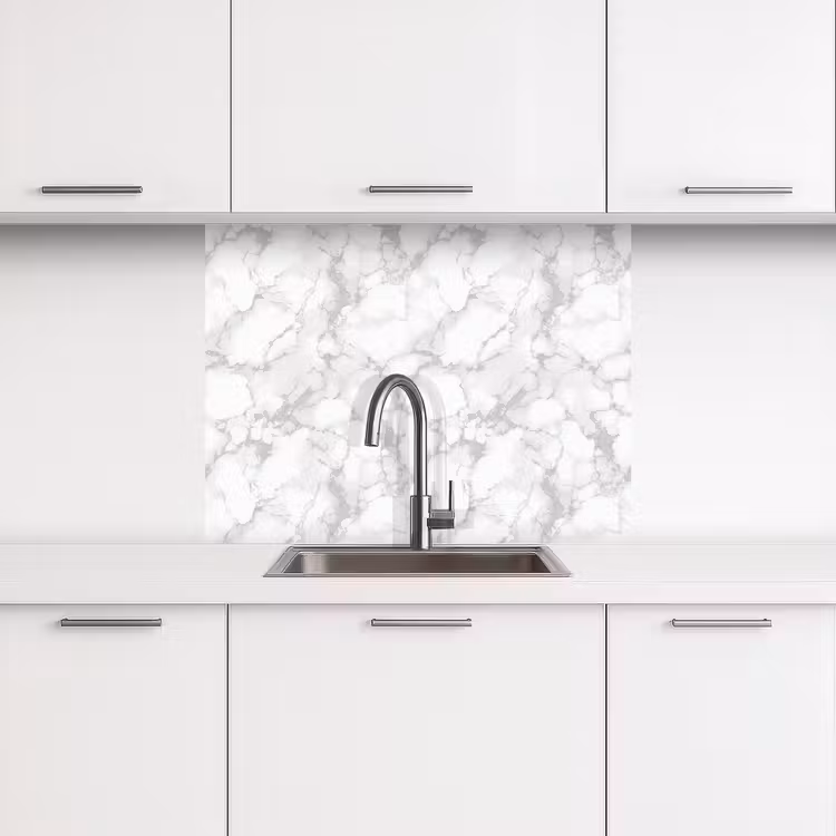 Crédence cuisine - Blanc - Marbre - Gris — 3
