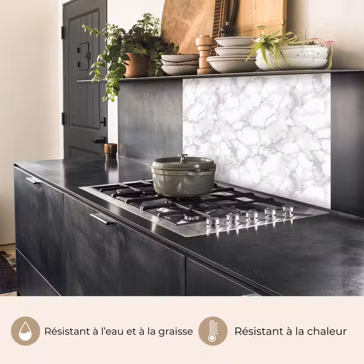 Crédence cuisine - Blanc - Marbre - Gris — 4