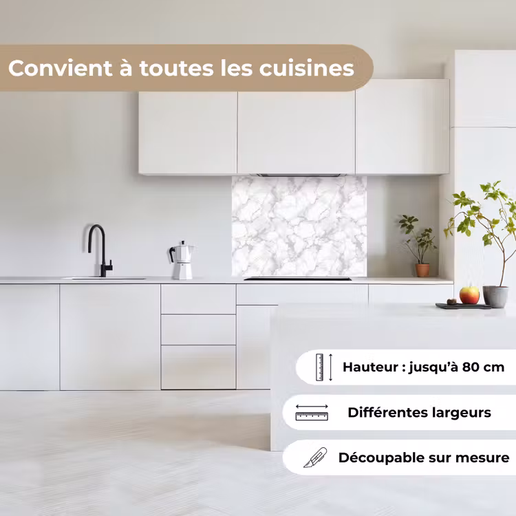 Crédence cuisine - Blanc - Marbre - Gris — 6