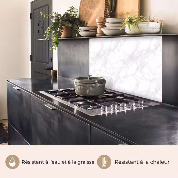 Crédence cuisine - Minimaliste - Veines blanches - veines grises — 4