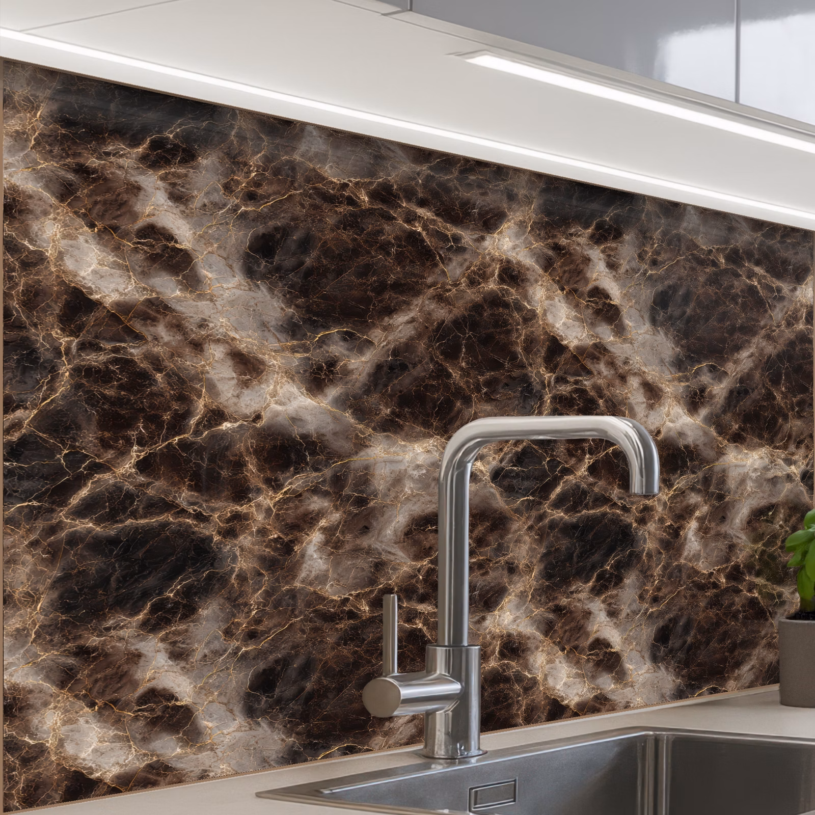 Crédence cuisine - Marron - Or - Marbre — 1