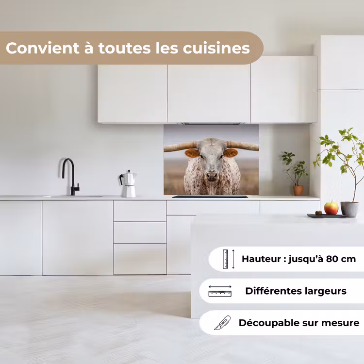 Crédence cuisine - Longhorn - Champ d'herbe - Animal — 6