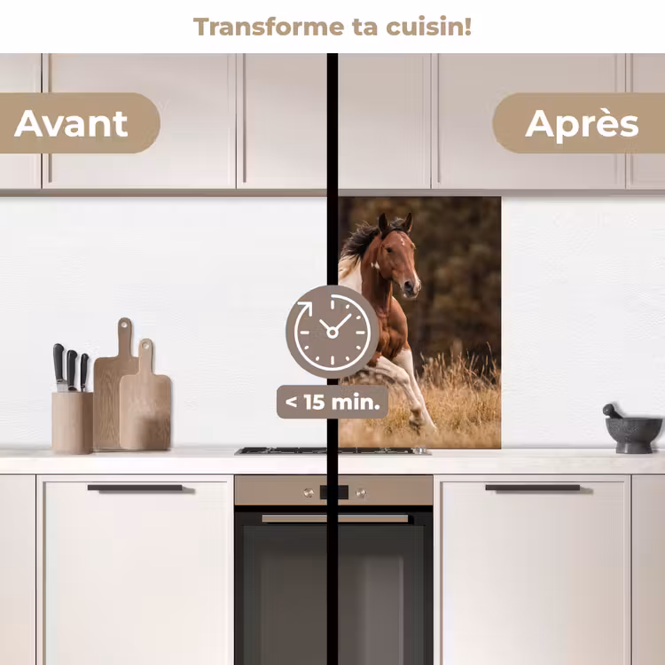 Crédence cuisine - Cheval - Marron - Herbe — 2