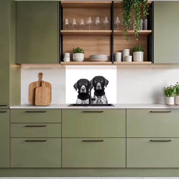 Crédence cuisine - Chiens - cagoule - noir - blanc — 7