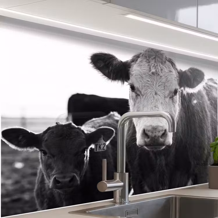 Crédence cuisine - Vaches - Noir et blanc — 1