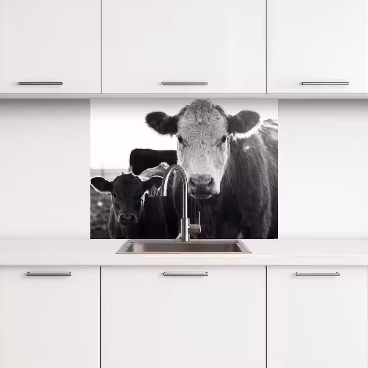 Crédence cuisine - Vaches - Noir et blanc — 3