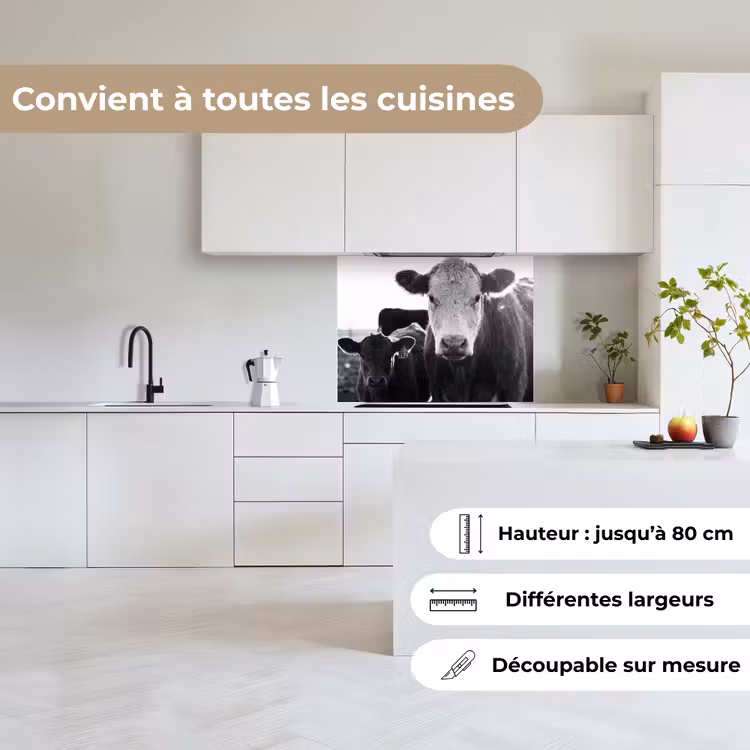 Crédence cuisine - Vaches - Noir et blanc — 6