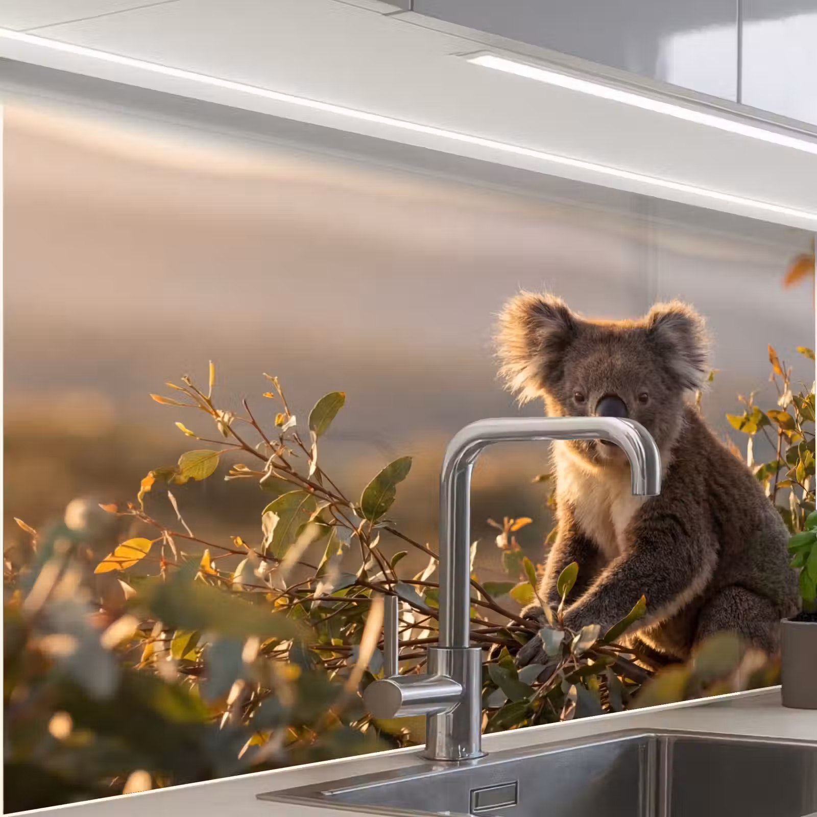 Crédence cuisine - Koala - Feuilles - Lumière du matin — 1