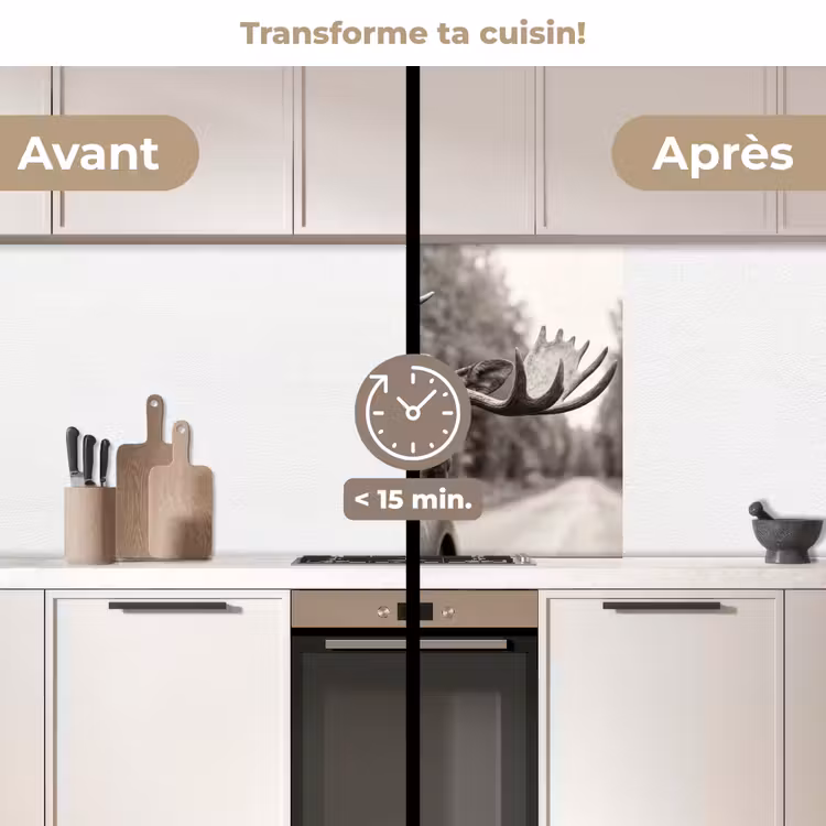 Crédence cuisine - Orignal - Voiture - Bois - Noir - Blanc — 2