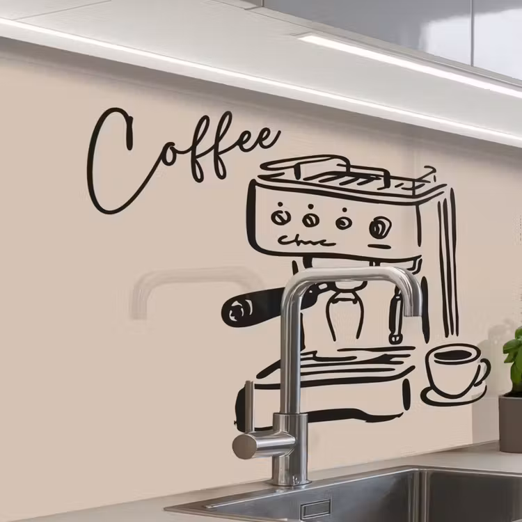 Crédence cuisine - Machine à café expresso - Beige - Black — 1